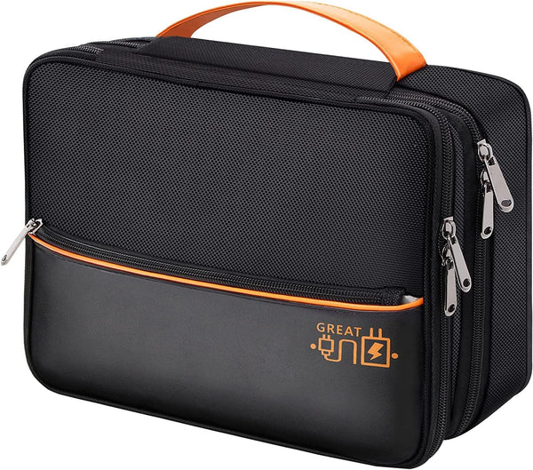 Electronics Travel Organizer Bag, Double Layer Waterproof Storage for Charger, Phone, Power Bank, Tablet
