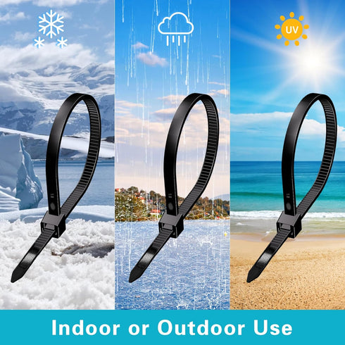 Zip Ties 8 inch Heavy Duty with 120 Pounds Tensile Strength, Black Cable Ties for Multi-Purpose Use