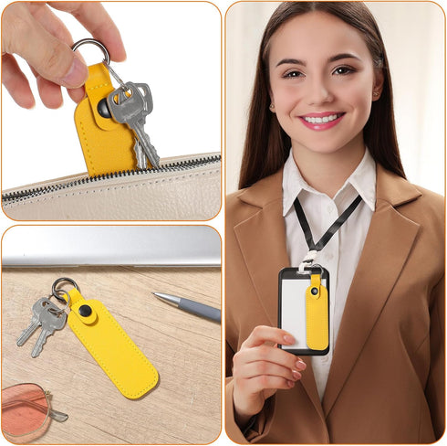 Ymapinc Leather USB Flash Drive Holder, Portable USB Storage Case for Flash Drive with Keychain Ring, Carrying Pouch