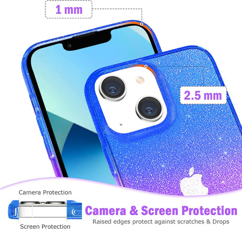 JJGoo Compatible with iPhone 13 Case, Glitter Soft TPU Shockproof Protective Bumper Cover, Sparkle Bling Slim Phone Case