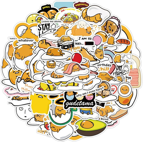 CHVISO 60PCS Japanese Lazy Egg Kawaii Stickers, Vinyl Waterproof Stickers for Kids, Teens, Adults