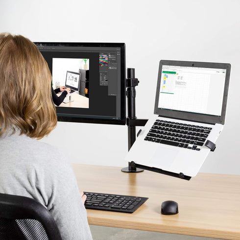 VIVO Universal Adjustable Laptop Mount Holder - Fits 10 to 15.6 inch VESA Compatible Monitor Arms, Notebook Tray