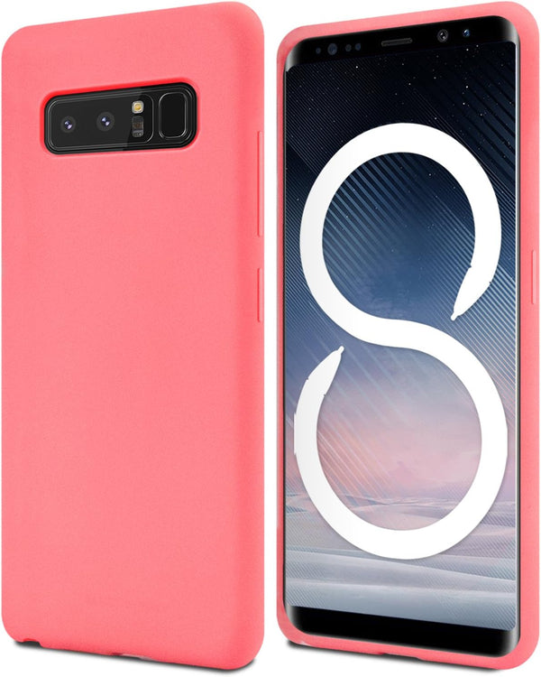GOOSPERY Soft Feeling Jelly Case for Samsung Galaxy Note 8 (2017) - Silky Slim Bumper Cover (Flamingo)