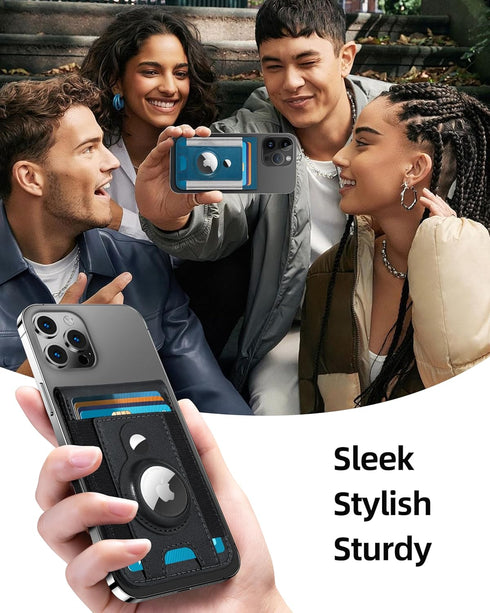 3-in-1 Magnetic Wallet with AirTag Holder for iPhone, Magnetic Wallet Stand for iPhone 16/15/14/13/12 Series