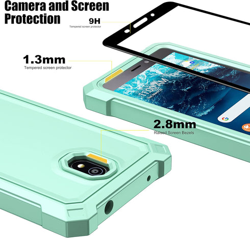 Ailiber Mint Green Nokia C100 Phone Case, Dual Layer Structure Protection with Shockproof Corners TPU Bumper