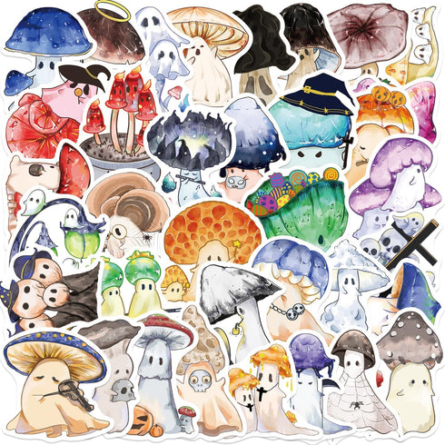 YOXYL 50pcs Cute Mushroom Stickers for Teen, Waterproof Vinyl Decal for Girl Kids