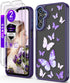 Shop Samsung A15 5G Case with Tempered Glass Protector, Military Grade Slim TPU & Hard PC, Purple Butterfly Design.