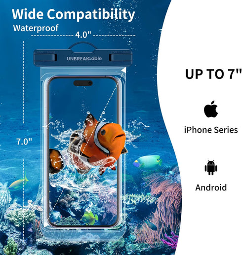 UNBREAKcable Waterproof Phone Pouch Case - 2 Packs, IPX8 Waterproof, Sensitive Touch Phone Holder Dry Bag for