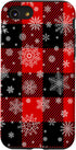 Snowflakes on Red Black Winter Christmas Plaid Buffalo Phone Case for iPhone SE (2020), 7, 8 - Festive Protection!