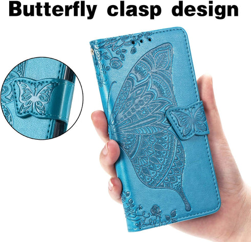 Galaxy A32 5G Case, PU Leather Wallet Flip Protective Phone Case with Wrist Strap and Card Slots for Samsung Galaxy A32
