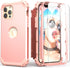 IDweel iPhone 12 Pro Max Case with Screen Protector, Hybrid 3 in 1 Shockproof Slim Heavy Duty Protection, Rose Gold
