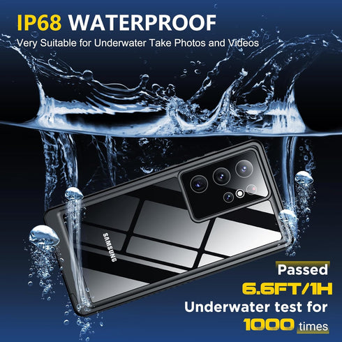 SPIDERCASE Waterproof Case for Samsung Galaxy S23 Ultra, Heavy Duty Shockproof with Built-in Screen & Camera Lens