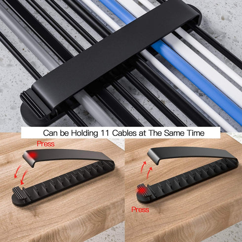 pzoz Cable Clips, 3 Pack Cord Organizer for Home Office Desk, Self Adhesive Charger Cable Management Holders (Black)