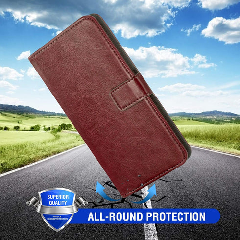 Asuwish Wallet Case for Samsung Galaxy J4 Plus, Tempered Glass Screen Protector, Leather Flip Card Holder