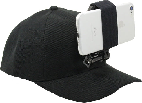 Baseball Hat Compatible with Smartphone or GoPro Camera Head Mount for Any Cell Phone or Action Camera