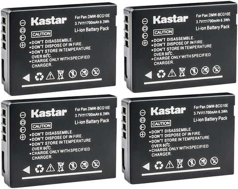 Kastar 4-Pack DMW-BCG10 Battery Replacement for Panasonic Lumix DMC-ZX1, ZX3, 3D1, TZ6, TZ7, TZ8, TZ9, TZ10, TZ18
