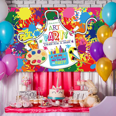 Art Paint Party Decorations, Artist Theme Birthday Banner Supplies for Wall Photography Background