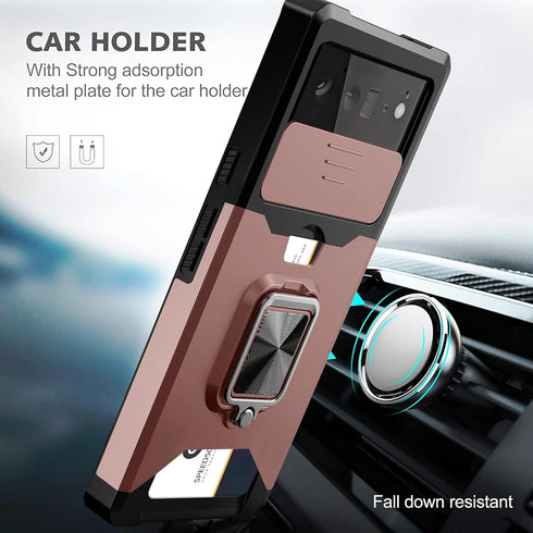 Google Pixel 6 Case (Not for 6P), with Camera Cover & Kickstand, Impact-Resistant, Rose Gold