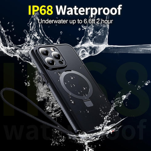 Ultra Magnetic for iPhone 15 Pro Max Waterproof Case with Sturdy Stand, Built-in Screen & Lens Protector [IP68