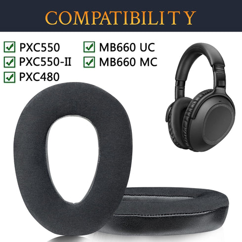 SOULWIT Professional Earpads Replacement for Sennheiser PXC550, PXC 550-II, MB660 UC, MB 660 MC, Ear Pads Cushions with Noise Isolation Foam - PXC550 CG Black