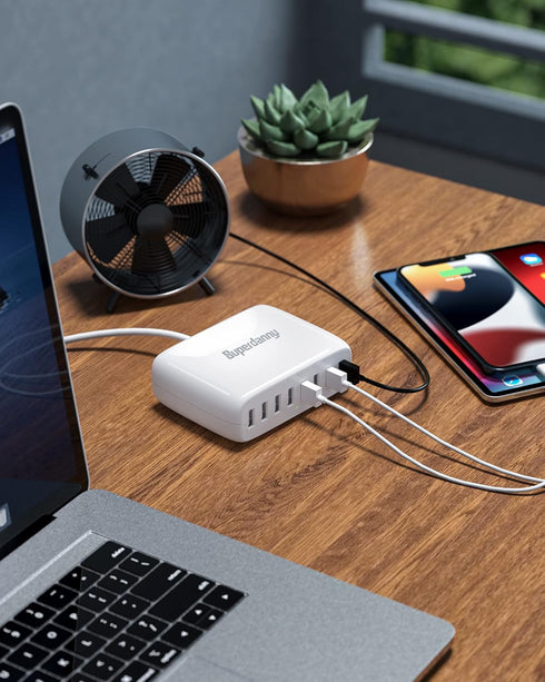 USB Charger Station, SUPERDANNY 8-Port Desktop Charging Station for Multiple Devices, Compatible with iPhone
