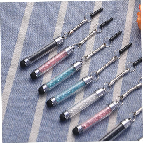 Hemobllo Mini Stylus Pen - 8 Pcs Crystal Capacitive Stylus for Universal Touch Screens, Portable with 3.5mm Jack