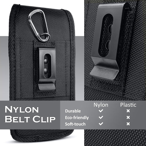 iPhone 15, 15 Pro, 14, 14 Pro, 13, 13 Pro, 12, 12 Pro, 11, XR, XS, 10 Holster Case with Card Slot & Belt Clip, Black.