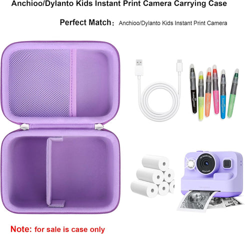 Elonbo Carrying Case for Anchioo/Dylanto Kids Instant Print Camera, 1080P Instant Cameras Travel Bag with Mesh Pocket