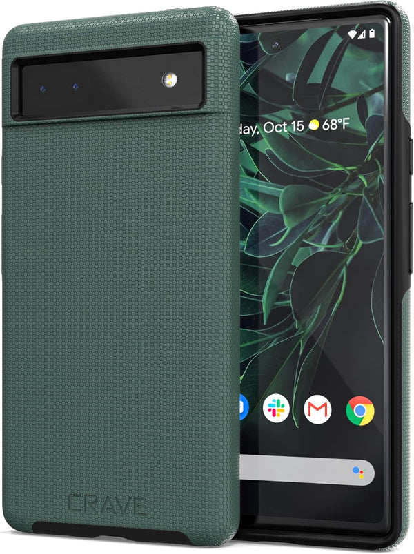 Crave Dual Guard Shockproof Protection Case for Google Pixel 6a, Dual Layer Case in Shaded Spruce Forest Green