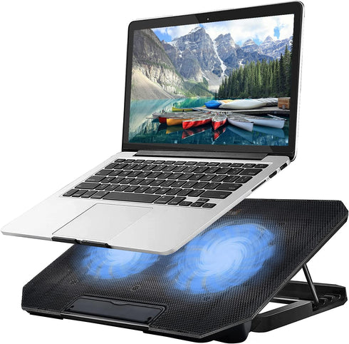 Laptop Cooling Pad, Laptop Cooler Stand for 11-15.6 Inch Gaming Notebooks, 2 Turbine Fans, Adjustable Cooling Stand
