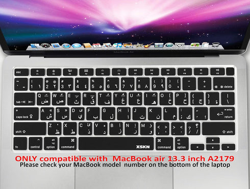 XSKN Arabic/English Black US Version Silicone Keyboard Cover - Compatible with 2020 MacBook Air 13.3 inch