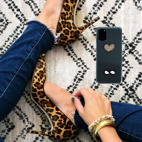 Leopard Heart Infinity Sign Metal Sticker Charms, Decoration for Mobile Cases, Laptops, Set of 2, Stylish & Neutral