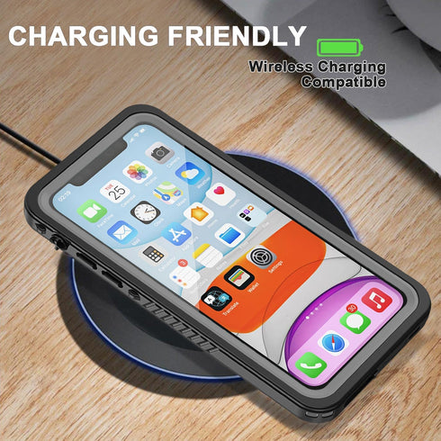 iPhone 11 Waterproof Case with Screen Protector, Full Body Shockproof Dustproof Heavy Duty IP68 Case (Black)