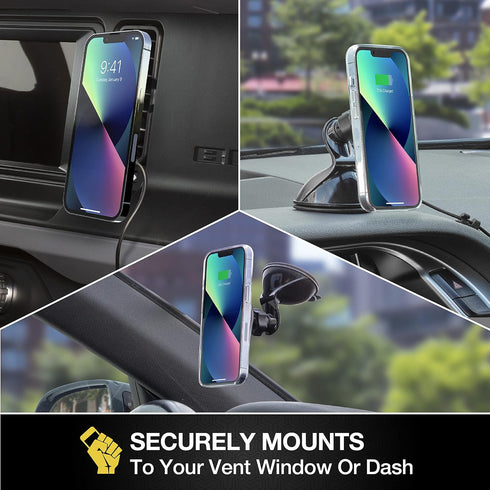 Scosche MQ5WDV-1 MagicMount Pro Charge5 - 15W Magnetic Qi-Certified Wireless Charging Phone Holder for Car