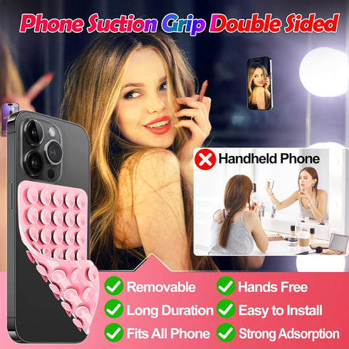 sicitu (2pcs-Transparent) Silicone Suction Cup Phone Case Mount Double Sided, Phone Accessories Hands-Free Sticky Phone