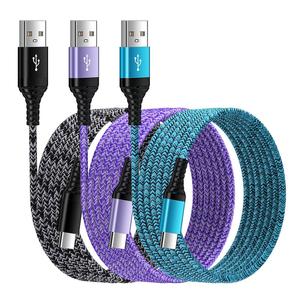 USB A to USB C Charger Cable Long 10FT/3Pack for Car, Fast Charging for iPhone 15/15 Pro/15 Pro Max/15 Plus, Android