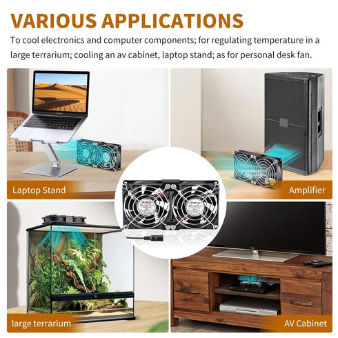 80mm 25mm 110V 120V 240V Wathai x Computer Fan with AC Plug, Dual Ball Big Airflow Variable Speed Controller AC