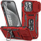 iPhone 15 Pro Max Case with Slide Camera Cover & Finger Ring Holder, Magnetic Car Mount Compatible (Red)