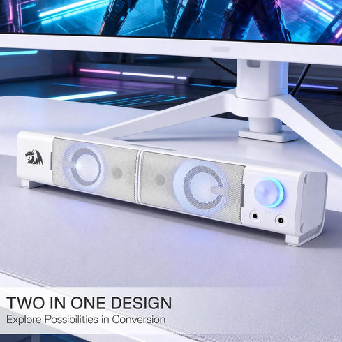 Redragon GS550 2.0 3.5mm PC Gaming Speakers, Channel Desktop Computer Sound Bar with Compact Maneuverable Size