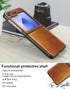 Foluu Samsung Galaxy Z Flip 6 5G Case, Yellow Leather + Hard PC Shell Ultra Thin Slim Durable Protective Cover