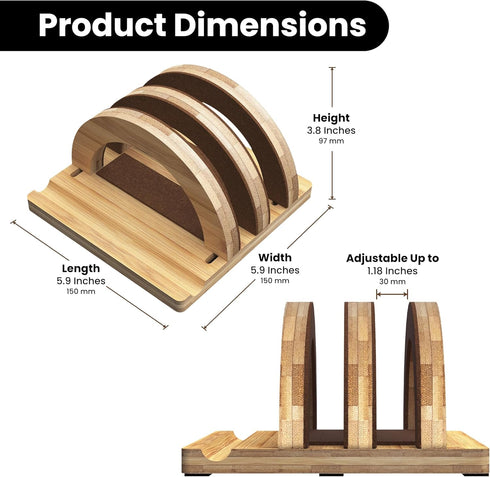 Premium Wood Vertical Laptop Stand, Adjustable Dual Slot Bamboo Holder for MacBook, Dell, HP, Space-Saving Desktop