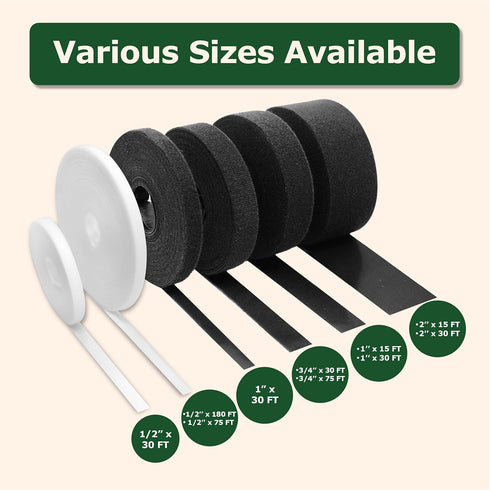 ECOHomes 3/4 Inch x 30 FT Cable Ties Wrap, Double Sided Hook and Loop Straps for Cable & Cord Management