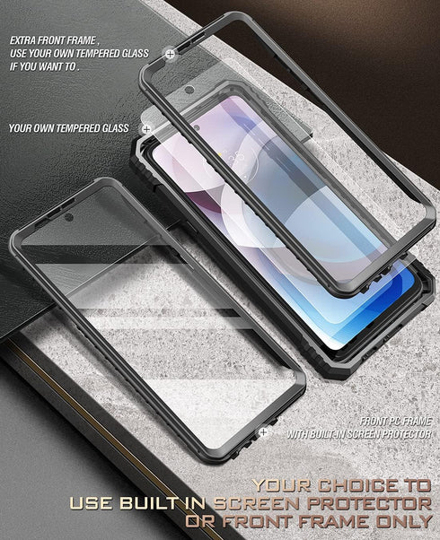 Poetic Revolution Series Case for Motorola Moto One 5G Ace (2021), Rugged Shockproof Cover with Kickstand