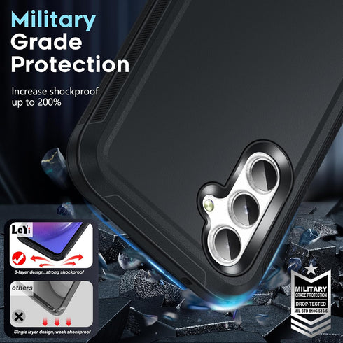 LeYi Samsung Galaxy A54 5G Case, Heavy Duty 3 in 1 Protection with 2 PCS Screen Protector, Military Grade Shockproof