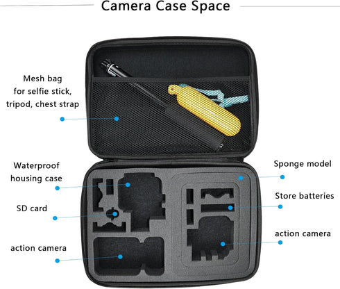Large Carrying Case for Action Camera, Compatible with GoPro Hero 13 12 11 10 9 8 7 6 and Others