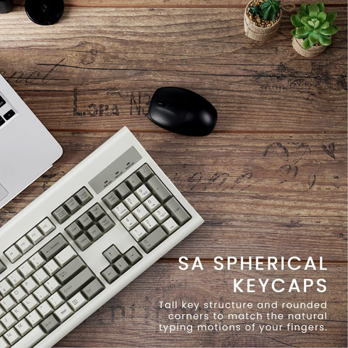 Perixx PERIBOARD-106M, Wired Performance Full-Size USB Keyboard, Curved Ergonomic Keys, Retro Gray/White
