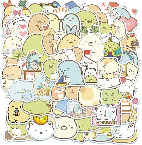 Kawaii Sumikko 50 Pcs Waterproof Removable Stickers, Stylish, Beautiful, Lovely for Boys and Girls, Durable Vinyl