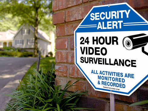Video Surveillance Sign, 12x12 Security Alert Metal Sign for 24 Hour Video Surveillance, All Activities Monitored