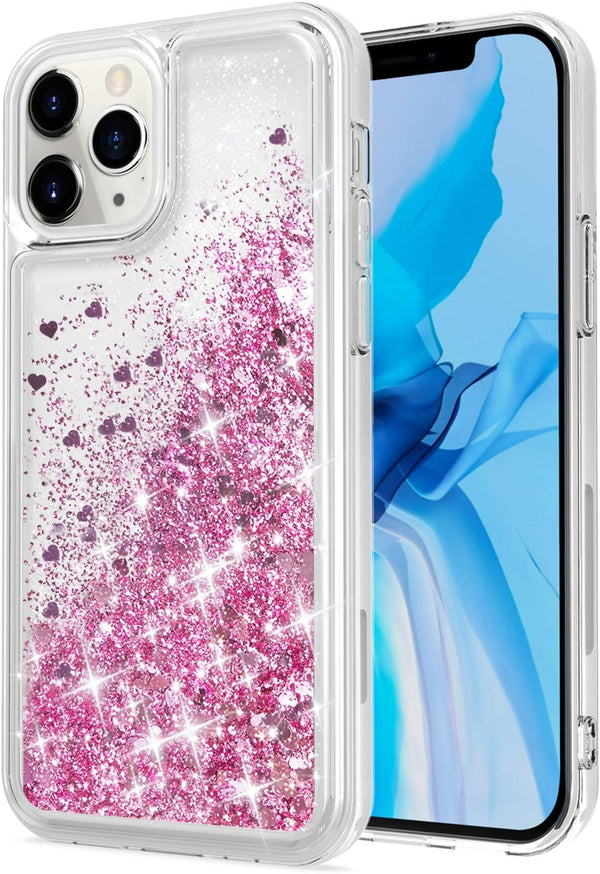Compatible with iPhone 12 and 12 Pro Case, Bling Flowing Liquid Floating Glitter TPU Protective Case 6.1 inch