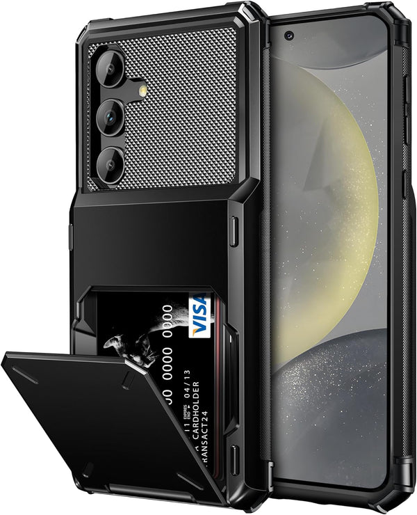 Vofolen Wallet Case for Samsung Galaxy S24+ with Card Holder, 4-Card Heavy Duty Shockproof Cover, Black